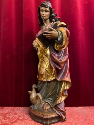 St. John Sculpture  style BAROQUE-STYLE en Carved Wood Polychrome, Southern Germany 20 th century