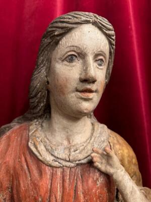 St. Mary With Child Sculpture  style Baroque - Style en Hand - Carved Wood Polychrome , Southern Germany 18 th century