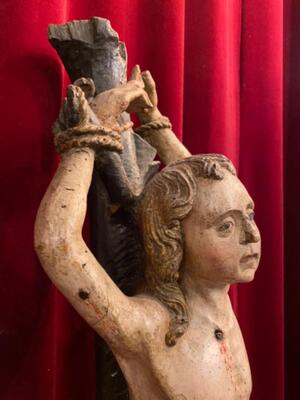 St. Sebastian Sculpture style Baroque - Style en Hand - Carved Wood , Flemish - Belgium 18 th century ( Anno 1750 )