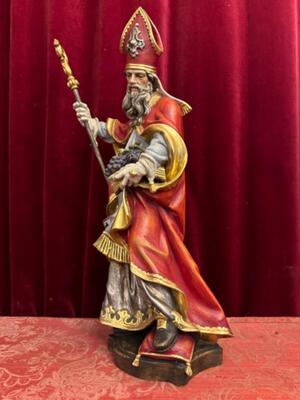 St. Urbanus Sculpture  style Baroque - Style en Hand - Carved Wood Polychrome / Gilt, Italy  20 th century