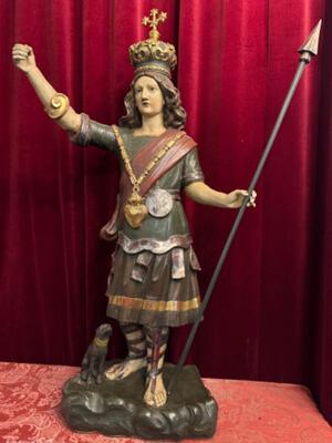 Statue St. Eusebius  style Baroque - Style en Hand - Carved Wood Polychrome , Southern Germany 19 th century