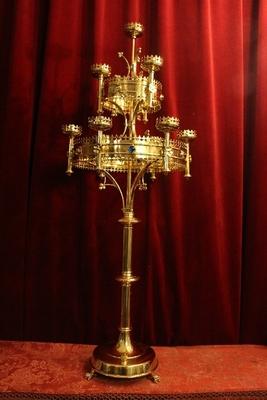 Candelabra 10 Candle - Holders en Brass Gemstones, Belgium 19th century ( anno 1875 )