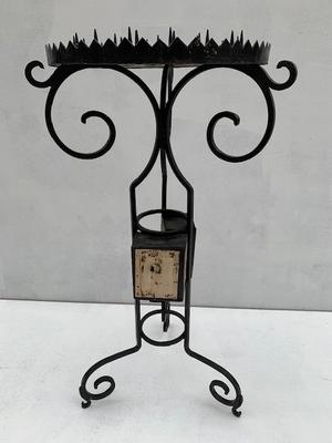 Candle Stand en Hand forged - iron , Belgium 19th century