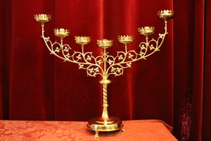 Candle Stick en Brass / Polished / New Varnished, Belgium 19th century