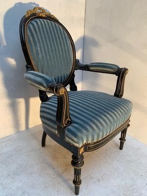 Chair en Wood / Bleu Velvet, France 19th century