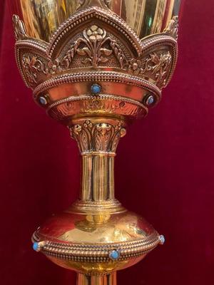 Chalice  en Full Silver / Stones /  Polished and Varnished, France 19th century ( anno 1870 )