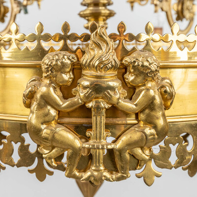 Chandelier  en Brass / Bronze , Belgium  19 th century
