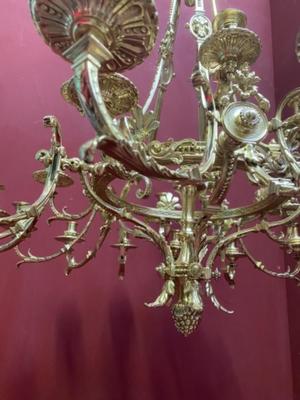 Chandelier en Brass / Polished / New Varnished, Dutch 19th century