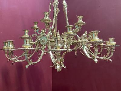 Chandelier en Brass / Polished / New Varnished, Dutch 19th century