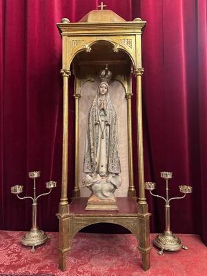 Chapel With Our Lady Of Fatima For Sale Seperate ! en Wood / Plaster, France 19 th century