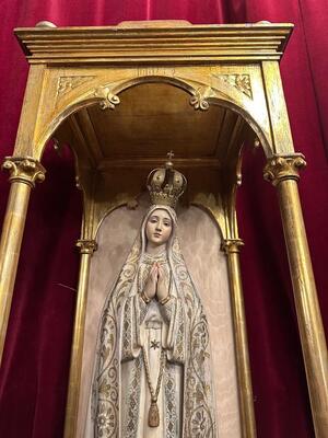 Chapel With Our Lady Of Fatima For Sale Seperate ! en Wood / Plaster, France 19 th century