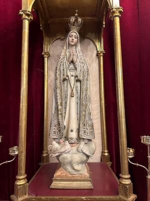 Chapel With Our Lady Of Fatima For Sale Seperate ! en Wood / Plaster, France 19 th century