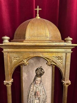 Chapel With Our Lady Of Fatima For Sale Seperate ! en Wood / Plaster, France 19 th century