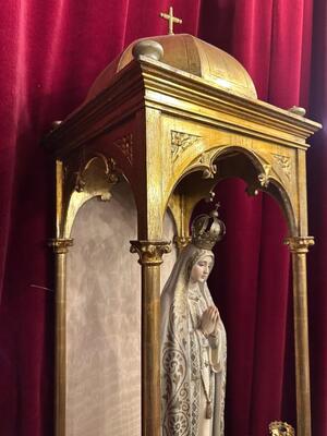 Chapel With Our Lady Of Fatima For Sale Seperate ! en Wood / Plaster, France 19 th century