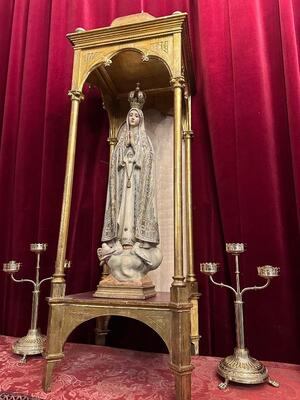 Chapel With Our Lady Of Fatima For Sale Seperate ! en Wood / Plaster, France 19 th century