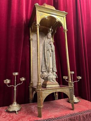 Chapel With Our Lady Of Fatima For Sale Seperate ! Statue Has Been Sold ! en Wood / Plaster, France 19 th century