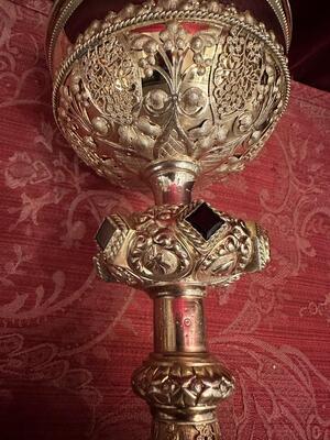 Ciborium en Silver / Gilt / River - Stones / Enamel / Filligrain, France 19 th century ( Anno 1873 )