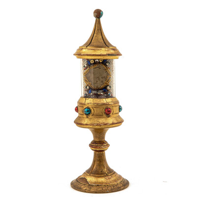 Cillinder - Reliquary Ex Ossibus Relics St. Ursula & Socio + St. Joh. Nepomucenus en Wood / Glass , Italy  18 th century