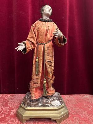 Sculpture  style Classical - Style en Wood / Fabrics / Glass Eyes, Italy  19 th century ( Anno 1880 )