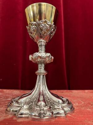 Chalice Full Silver  style Classicistic en Full Silver / Cuppa Gilt / Polished & Varnished / 4 Silver Marks Present !, Belgium  19 th century ( Anno 1890 )