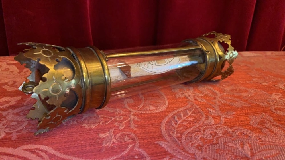 1 Classicistic Cylinder Reliquary - Relic Ex Ossibus  St. Innocentii M.