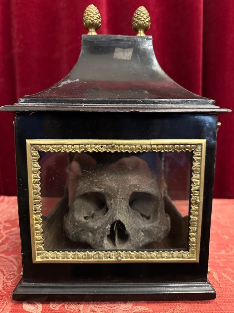 1 Classicistic Exceptional Reliquary Relic St. Macra Of Reims V.M. Caput ( Skull )