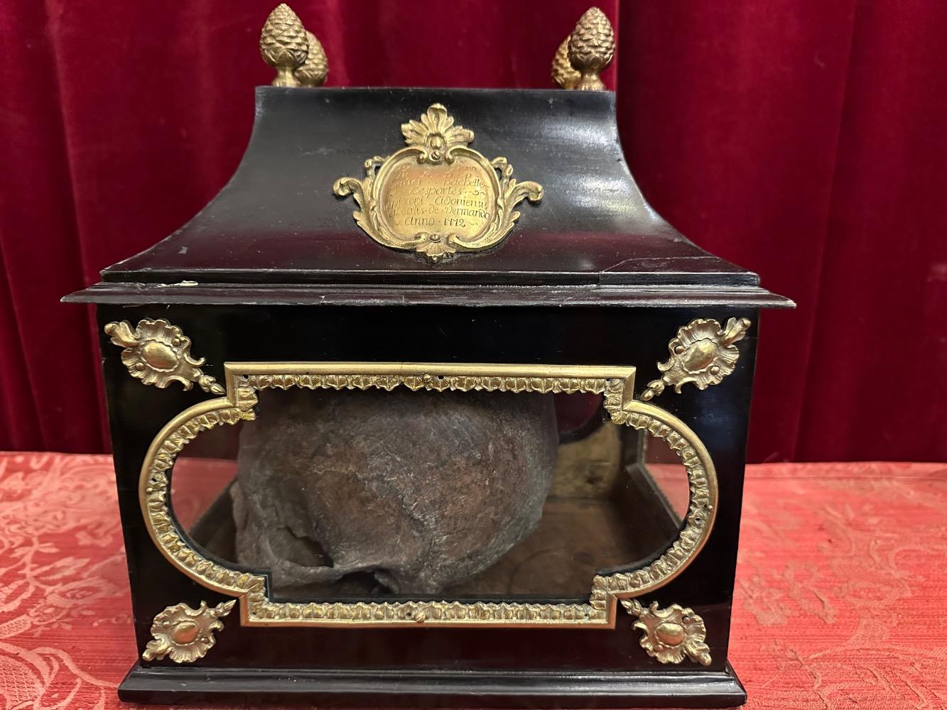 1 Classicistic Exceptional Reliquary Relic St. Macra Of Reims V.M. Caput ( Skull )