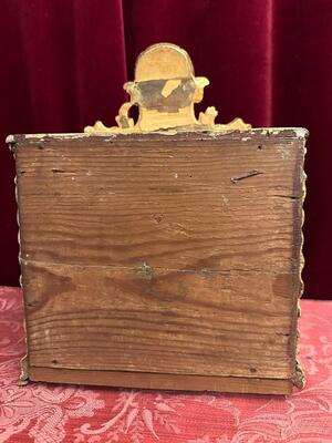 Reliquary Containing Nail Touched To The True Cross & Ex Ossibus Relics style Classicistic en Wood / Gilt / Glass / Fabrics / Fully - Handwork, Southern Germany 18 th century Anno (1775)