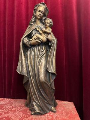 St. Mary With Child Statue Suitable For Oudoor Use ! style Classicistic en Bronze, 20 th century ( Anno 1955 )