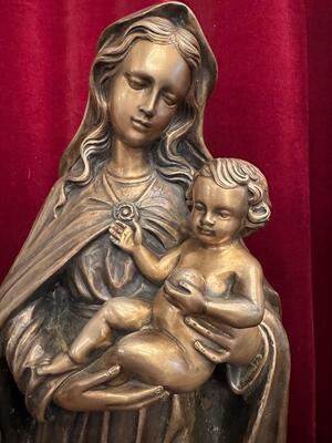 St. Mary With Child Statue Suitable For Oudoor Use ! style Classicistic en Bronze, 20 th century ( Anno 1955 )