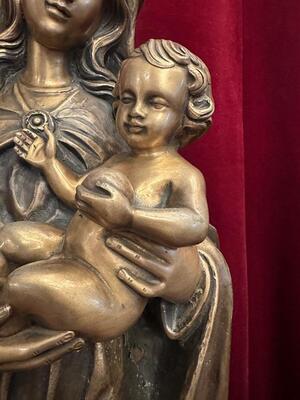 St. Mary With Child Statue Suitable For Oudoor Use ! style Classicistic en Bronze, 20 th century ( Anno 1955 )