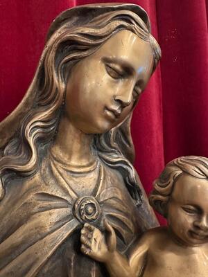 St. Mary With Child Statue Suitable For Oudoor Use ! style Classicistic en Bronze, 20 th century ( Anno 1955 )