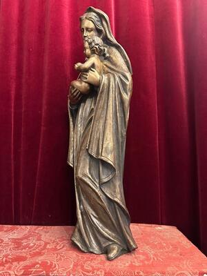 St. Mary With Child Statue Suitable For Oudoor Use ! style Classicistic en Bronze, 20 th century ( Anno 1955 )