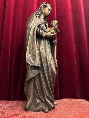 St. Mary With Child Statue Suitable For Oudoor Use ! style Classicistic en Bronze, 20 th century ( Anno 1955 )