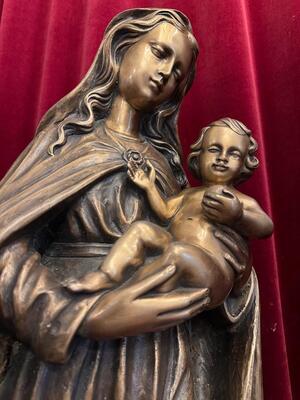 St. Mary With Child Statue Suitable For Oudoor Use ! style Classicistic en Bronze, 20 th century ( Anno 1955 )