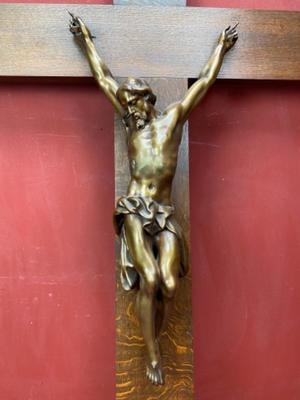 Corpus - Cross Measures Corpus : 80 X 40 Cm  en Bronze Corpus / Oak Cross, Belgium 19 th century