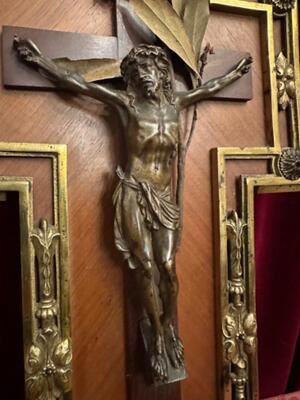 Cross With Corpus Christi  en Bronze / Gilt / Wood, France 19 th century ( Anno 1875 )