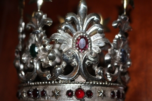 Crown en silver / glass stones, France 19th century
