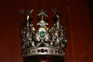 Crown en silver / glass stones, France 19th century