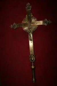 Double Side Processional Cross en Brass / Bronze, France 19 th century