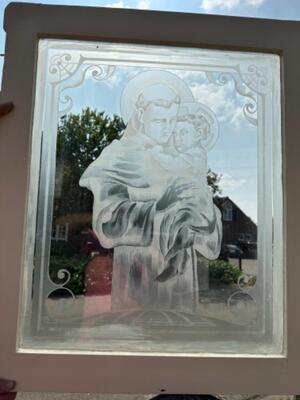 Etched - Glass Window St. Anthony Of Padua en ETCHED - GLASS , Belgium  20 th century