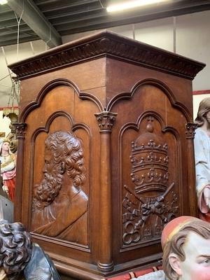 Exceptional Pulpit + Stairs + Sound-Board Totally Hand-Made  en Hand-Carved Reliefs, Belgium 18 th century ANNO ABOUT 1780