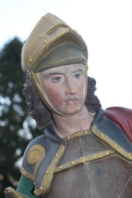 Exceptional Statue St. George en Terra-Cotta polychrome, France 19th century