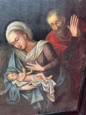Flemish Work  “Holy Family” Fully Hand-Painted On Linen en Wooden Frames / Painted on Linen, Belgium  18TH CENTURY (1785)