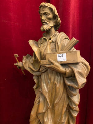 Fully Hand-Carved Sculpture St. Joseph As A Carpenter. Complete With Wall-Console.  en Wood, Oberammergau – Austria very good