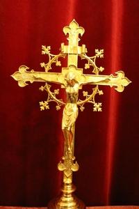 Altar - Cross style Gothic en Full Bronze / Polished and Varnished, France 19th century