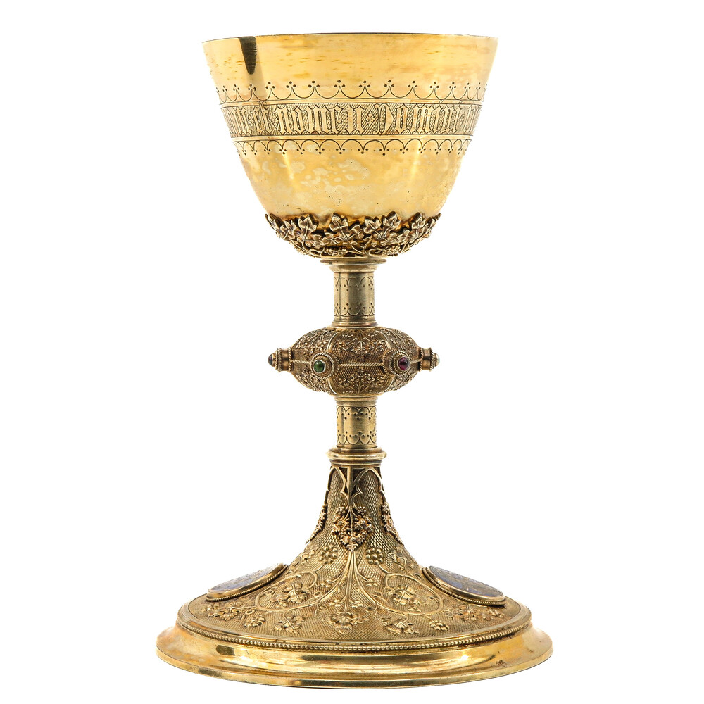 1 Gothic  Chalice With Original Paten. By : Bourdon Gent Belgium