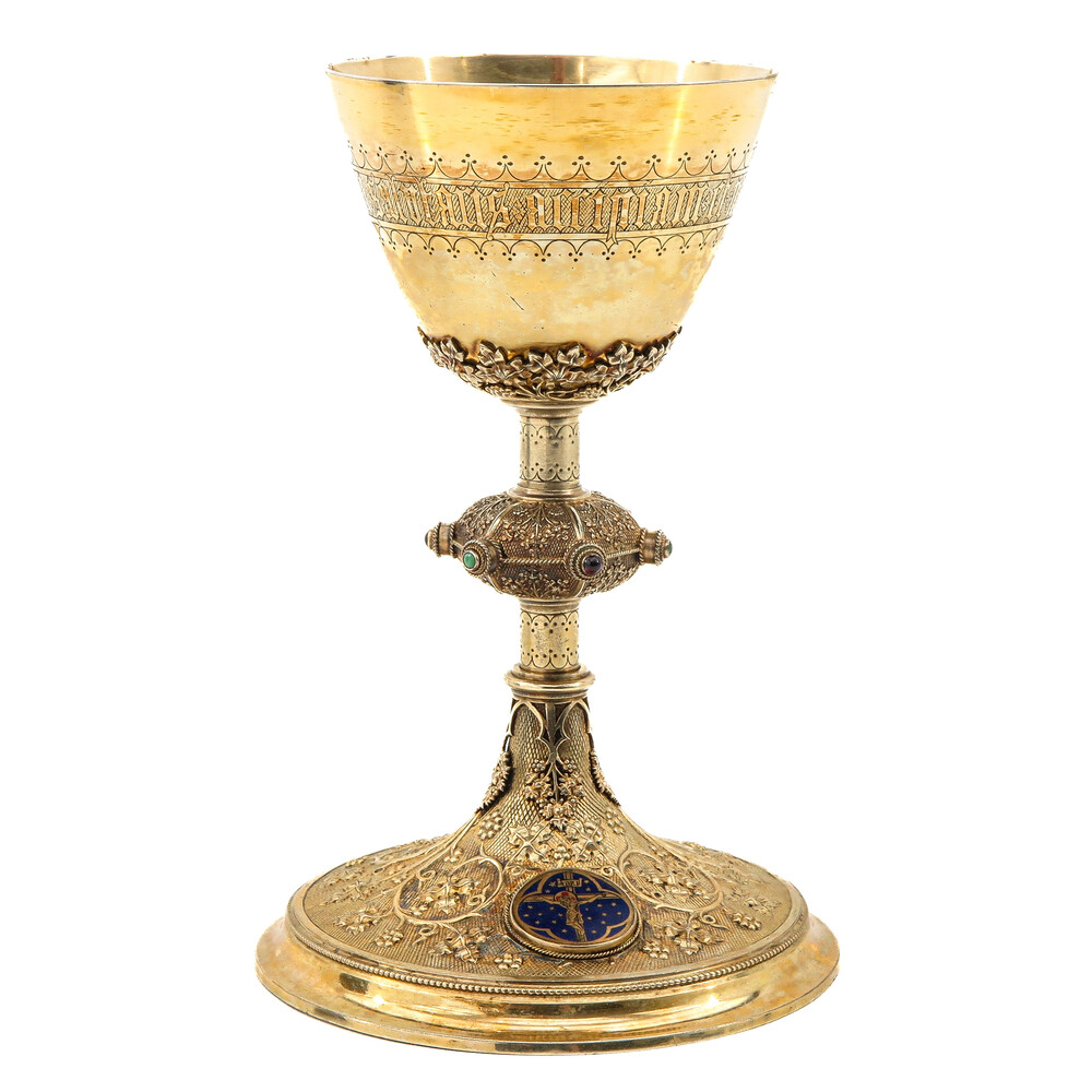 1 Gothic  Chalice With Original Paten. By : Bourdon Gent Belgium