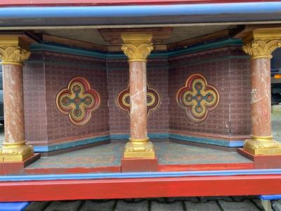 Ostensorium-Altar / Reliquary-Altar style Gothic en Wood Polychrome, Dutch 19 th century