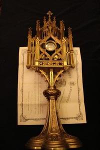 Reliquary style Gothic en Brass / Bronze, France 19th century